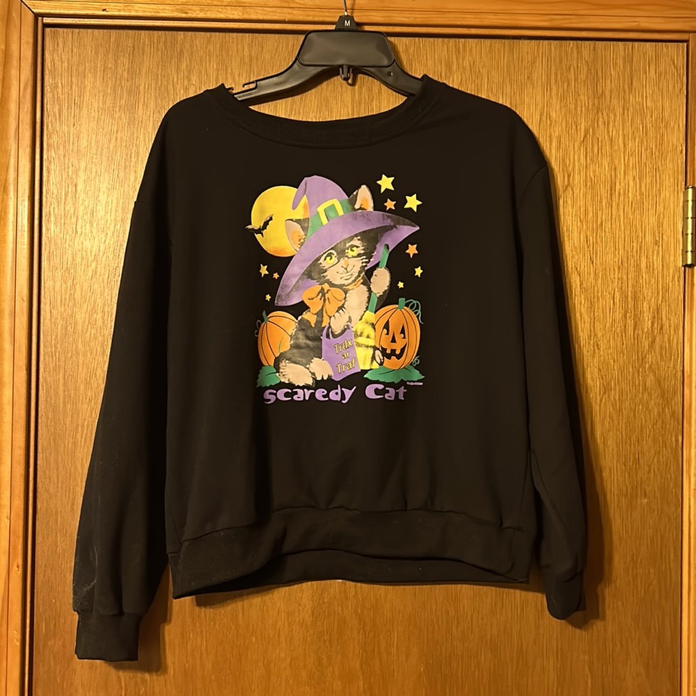 Black Halloween Scaredy Cat Sweatshirt